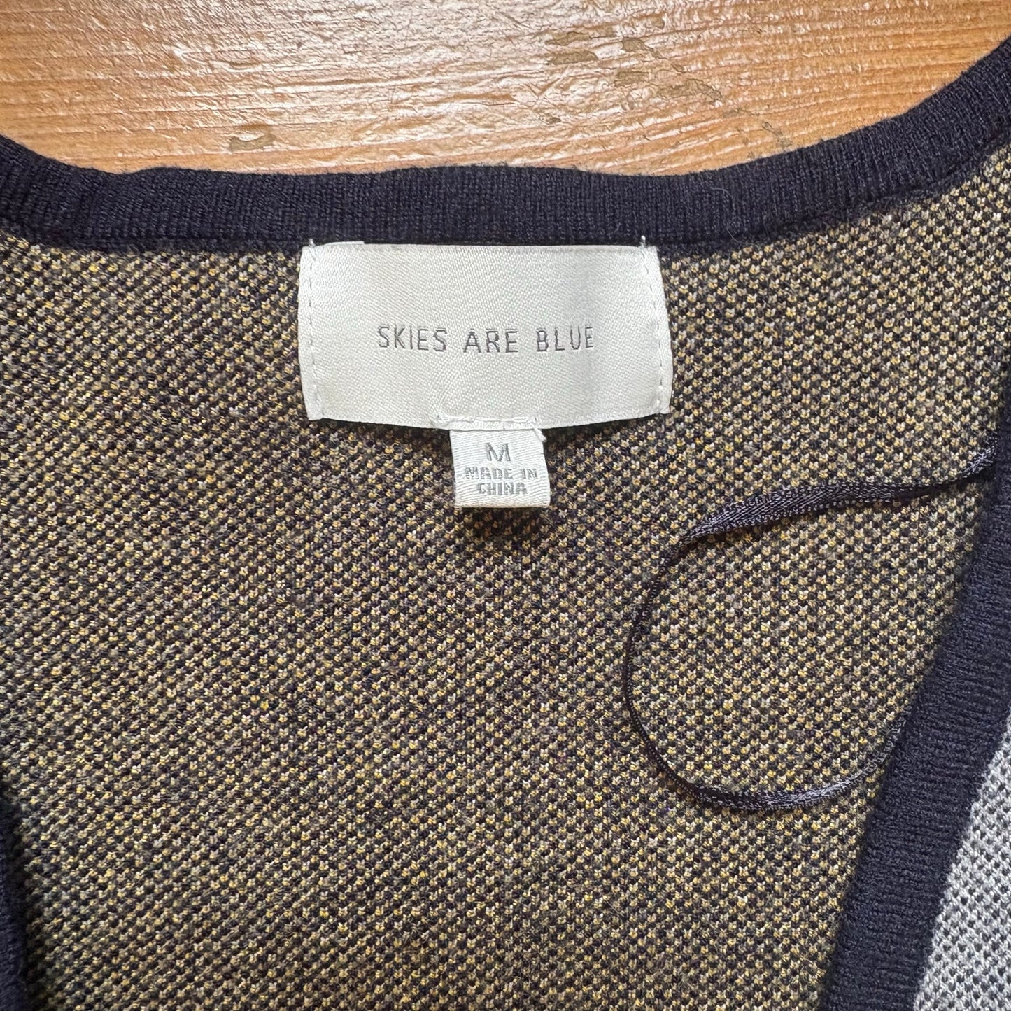 Skies Are Blue gray blue striped geometric open cardigan sweater SIZE M
