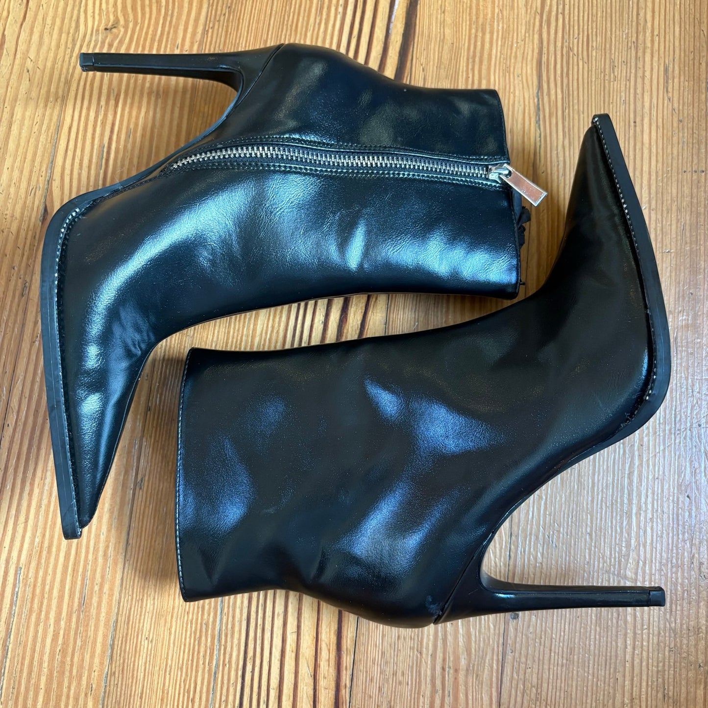 NWT ZARA black pointed toe stiletto jeweled sole heeled booties SIZE 10