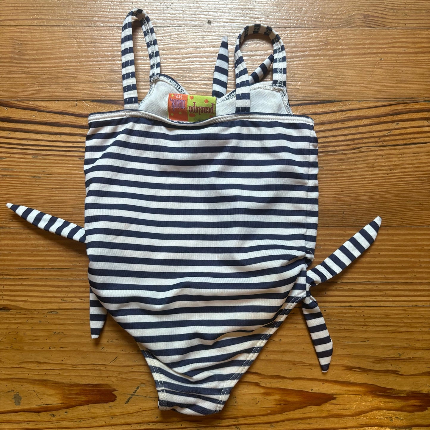 Penelope Mack blue white striped tropical one piece toddler swimsuit SIZE 3T