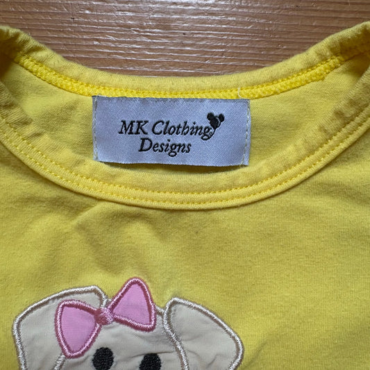 MK Clothing Designs yellow dog Easter eggs basket short sleeve girls top SIZE 2T