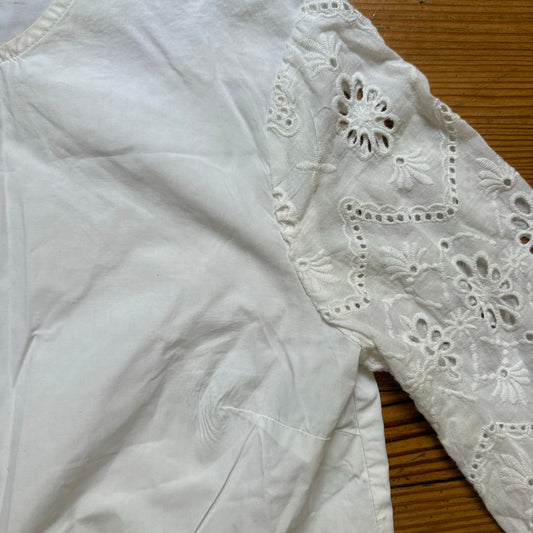 English Factory white long sleeve eyelet cotton blouse SIZE S