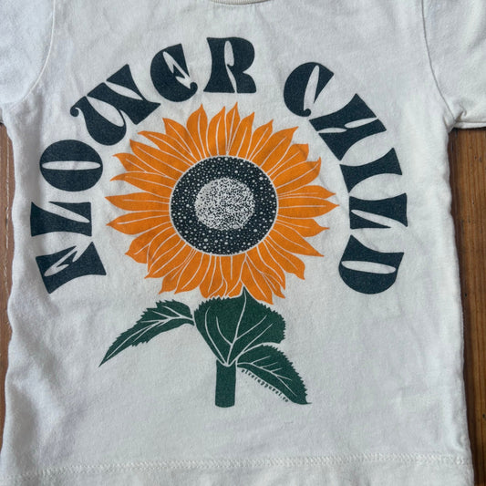 Flower child daisy short sleeve cotton graphic toddler shirt SIZE 2T