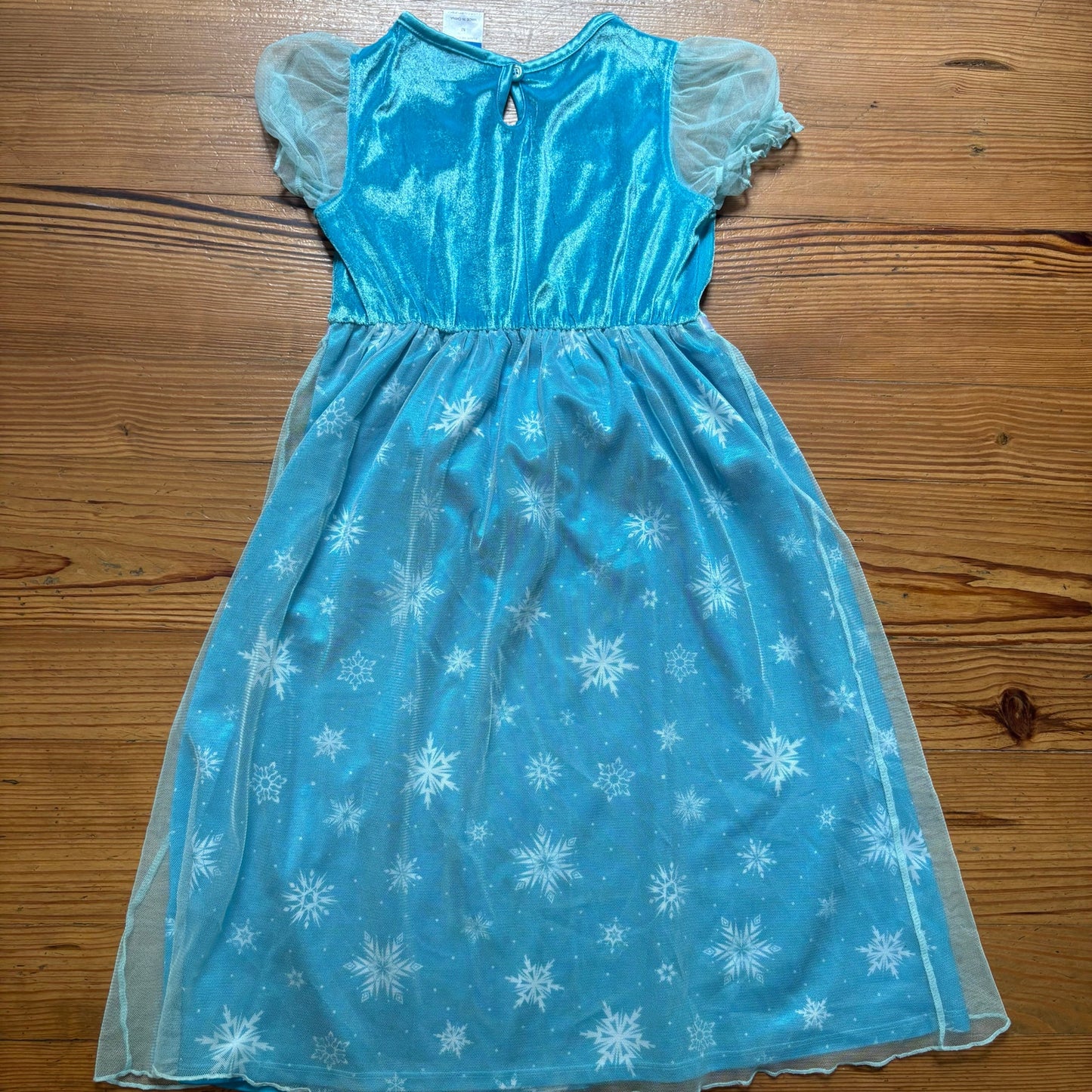 Disney Frozen Elsa light blue velvet sheer overlay short sleeve dress SIZE M