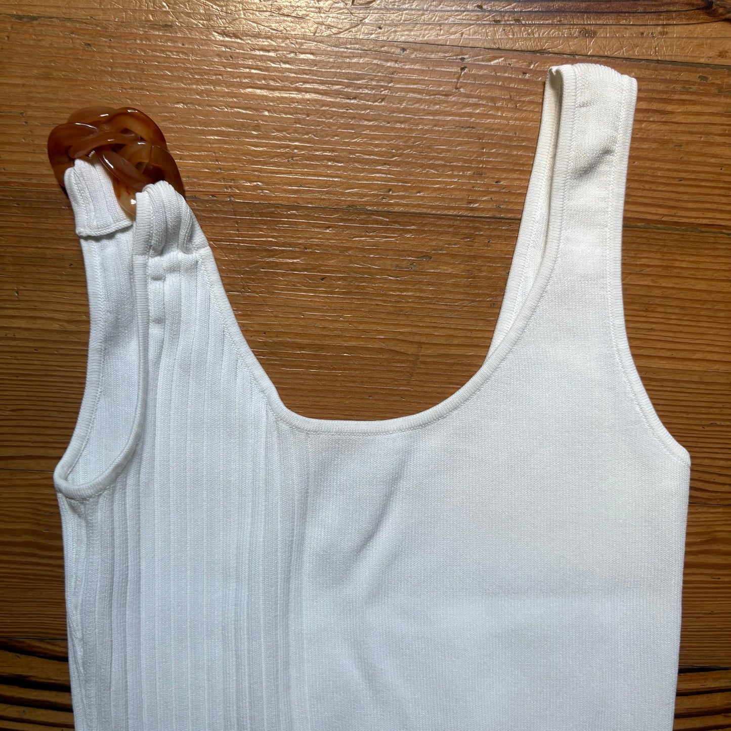 Joie ivory white ribbed midi tortoise shell tank dress SIZE XS