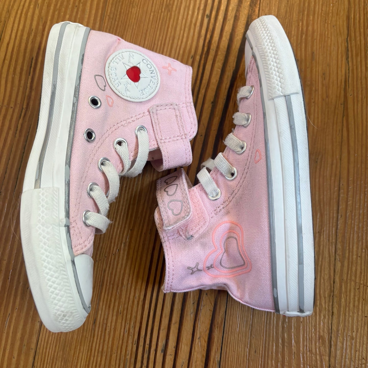 Converse All Star Chuck Taylor pink heart high top lace sneakers SIZE 12