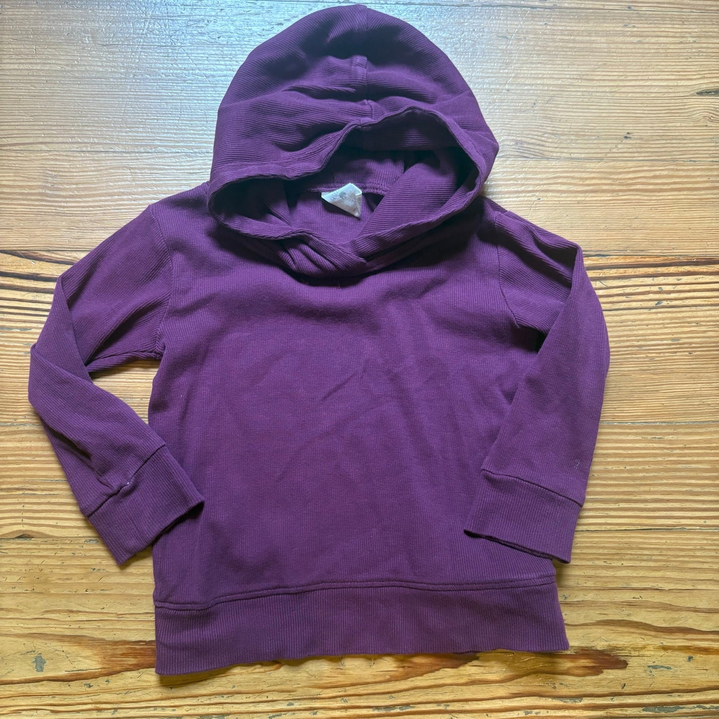 Kate Quinn Organics dark purple ribbed long sleeve hooded shirt SIZE 2T