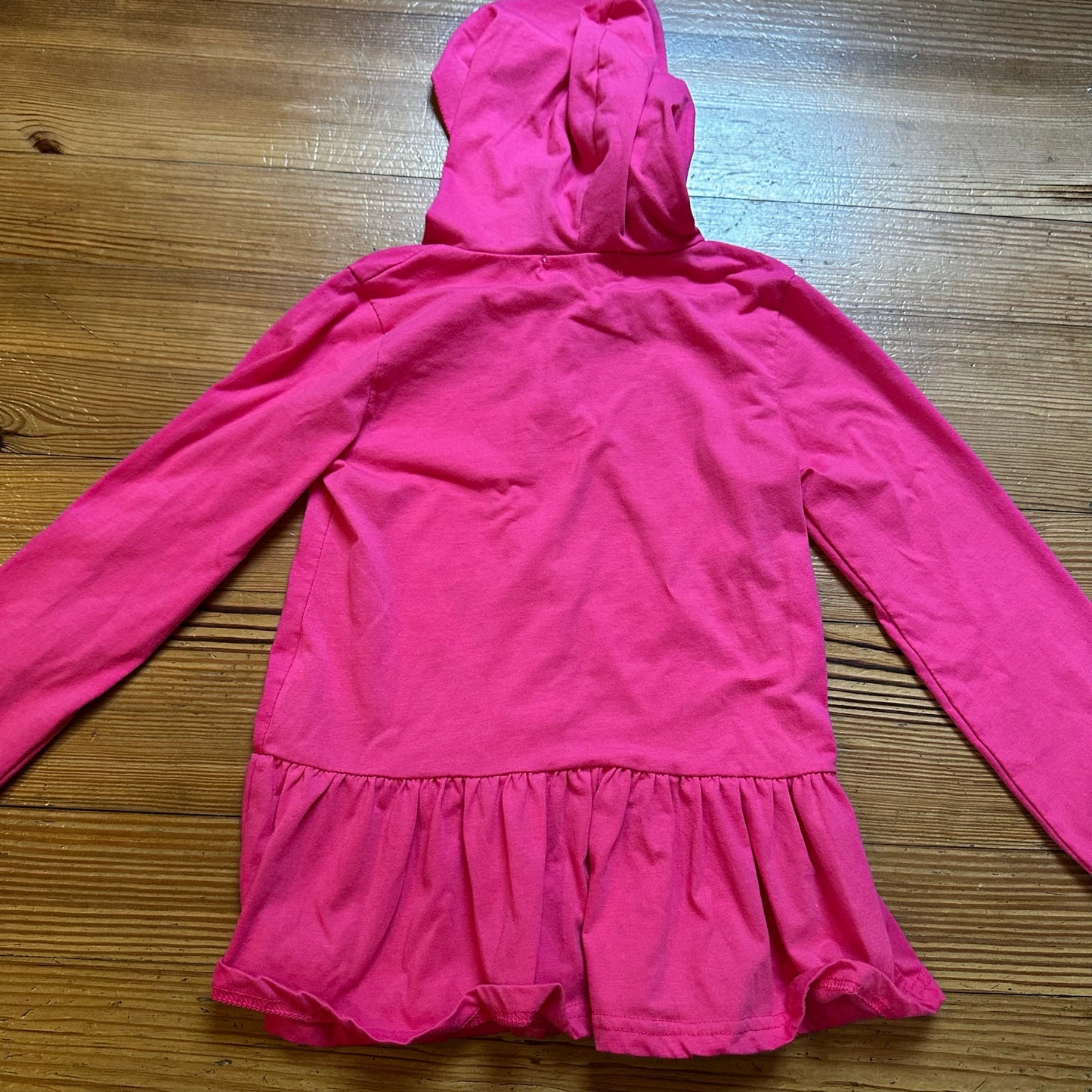 Little Kids pink long sleeve Peppa Pig hooded full zip ruffle bottom shirt SIZE M