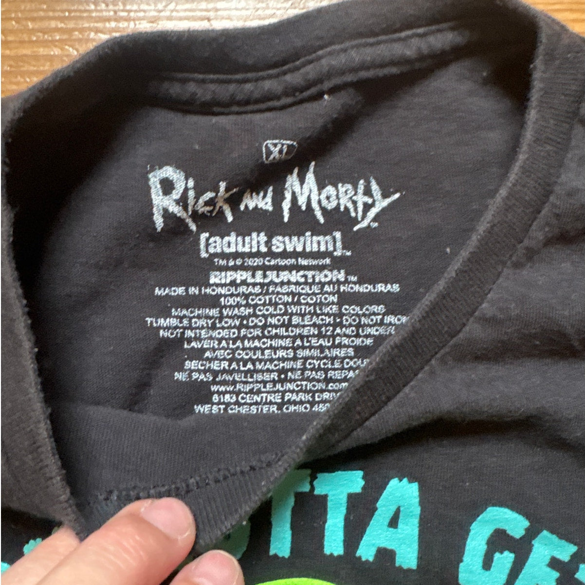 Ripple Junction Rick and Morty black short sleeve graphic shirt SIZE XL