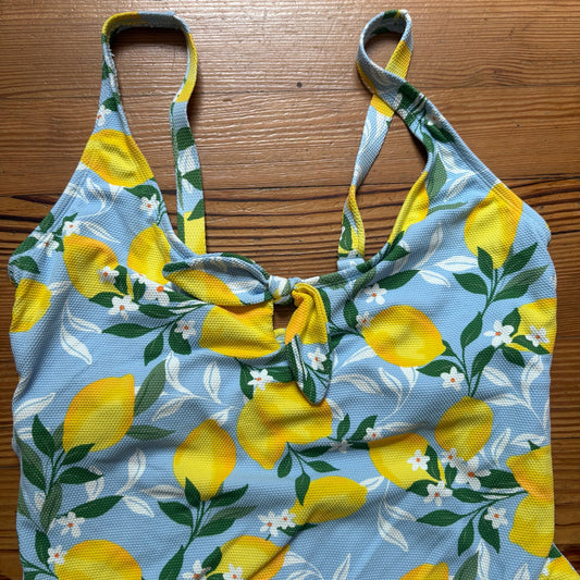 NWT Light blue yellow lemon cheeky one piece swimsuit SIZE XL/XXL