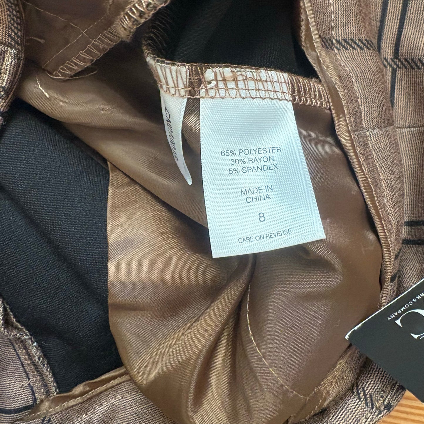 NWT New York & Company brown checkered wide leg cropped trouser pants SIZE 8