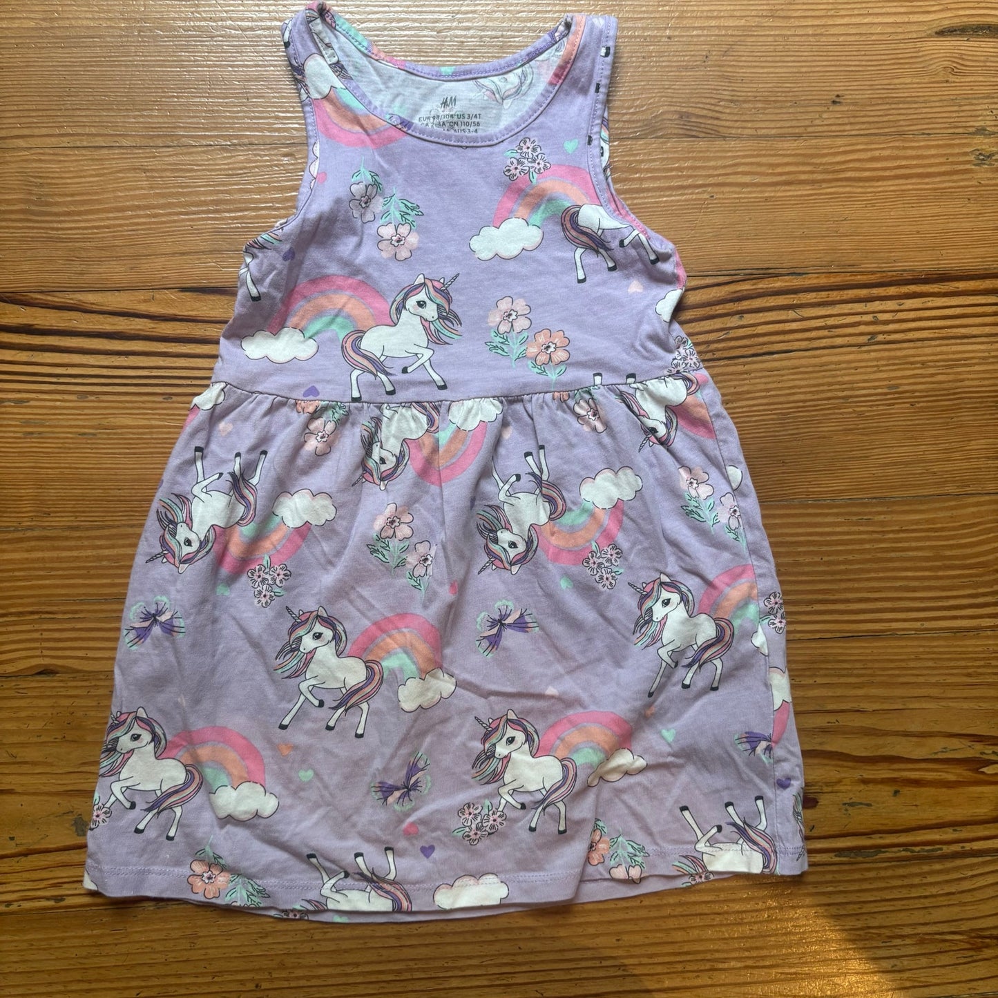 H&M purple unicorn sleeveless casual girls dress SIZE 3T