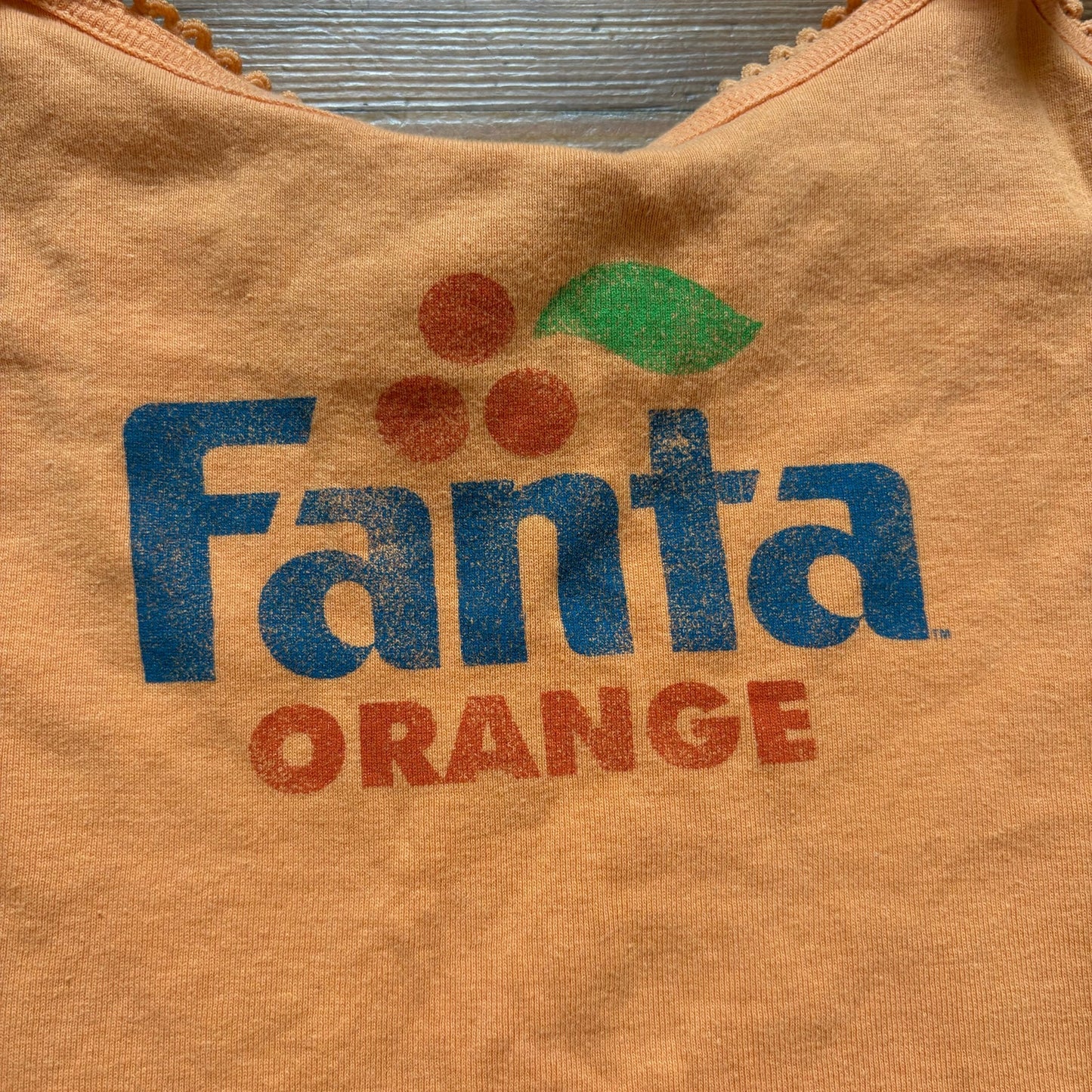 Coca Cola orange Fanta soda graphic adjustable cami top SIZE L
