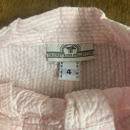 Cricket Kids pink white seersucker sailboard embroidered girls shorts SIZE 4