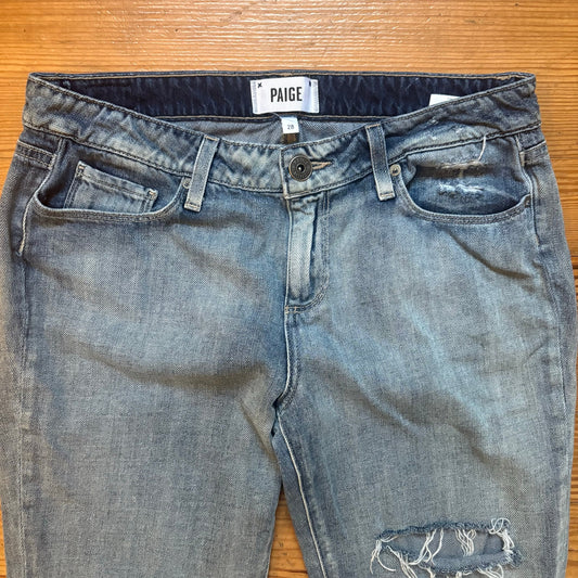 Paige light wash skinny distressed mid rise jeans SIZE 28
