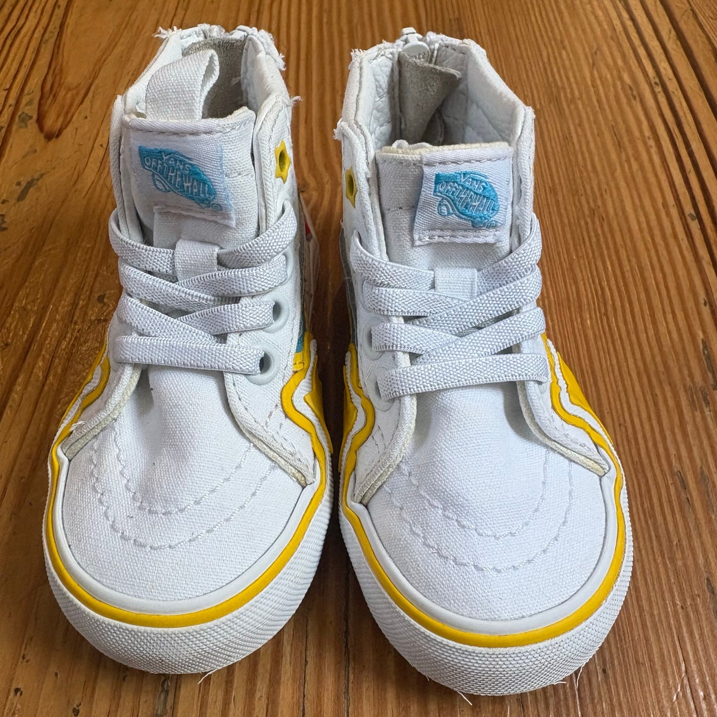 VANS white high top zipper side rainbow star toddler sneakers SIZE 7