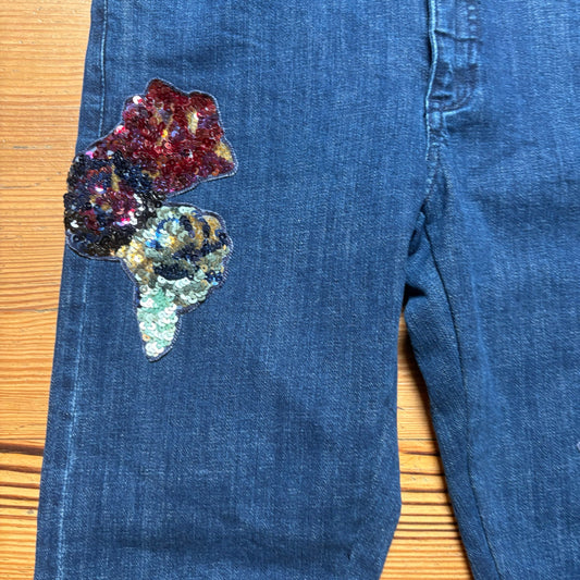 NWT Pilcro Anthropologie dark wash slim boyfriend sequin floral jeans SIZE 27