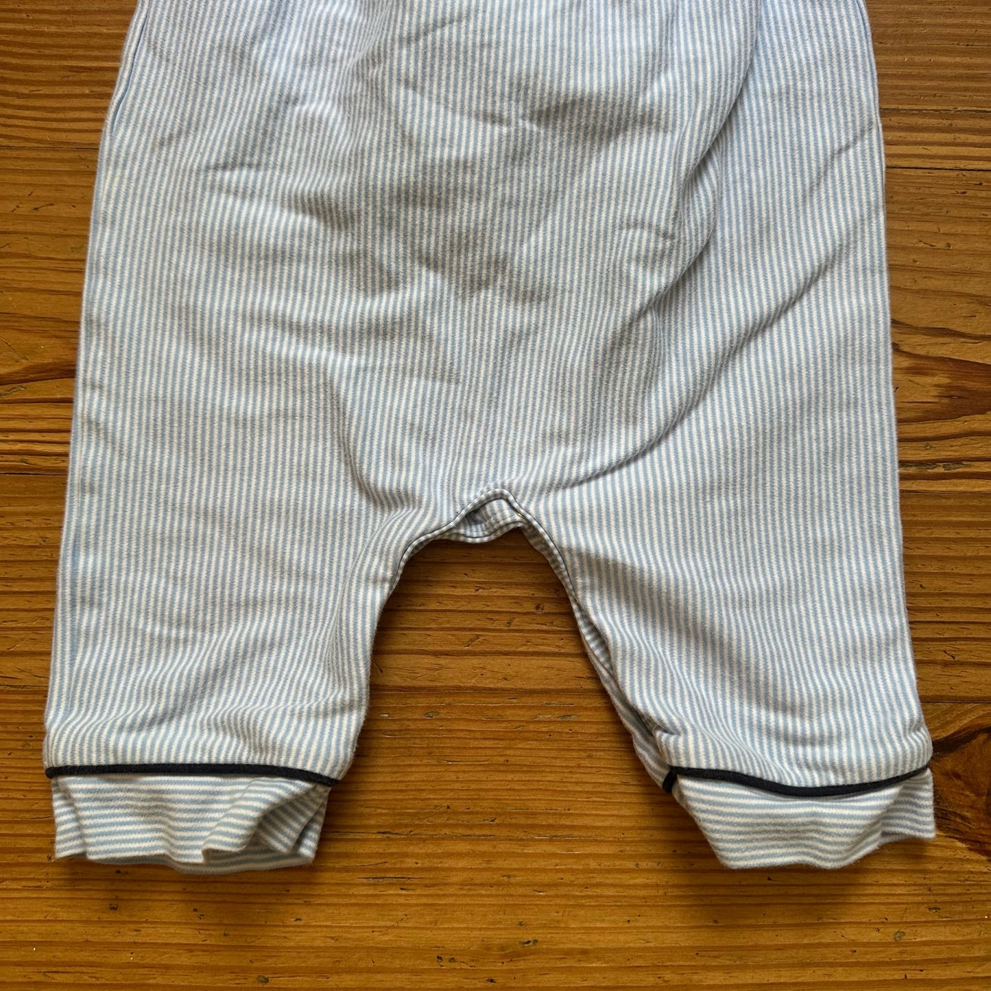 Posh Pickle blue white striped navy bow accent romper SIZE 24M