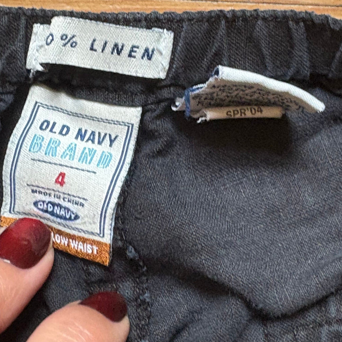 Old Navy black linen y2k cropped wide leg cargo drawstring pants SIZE 4