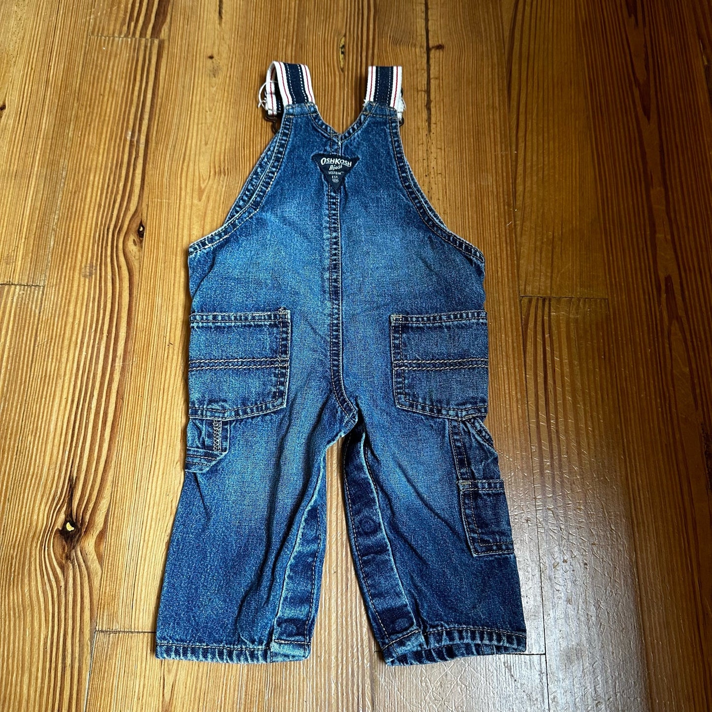 OshKosh B'gosh dark wash striped strap jean overalls SIZE 6M