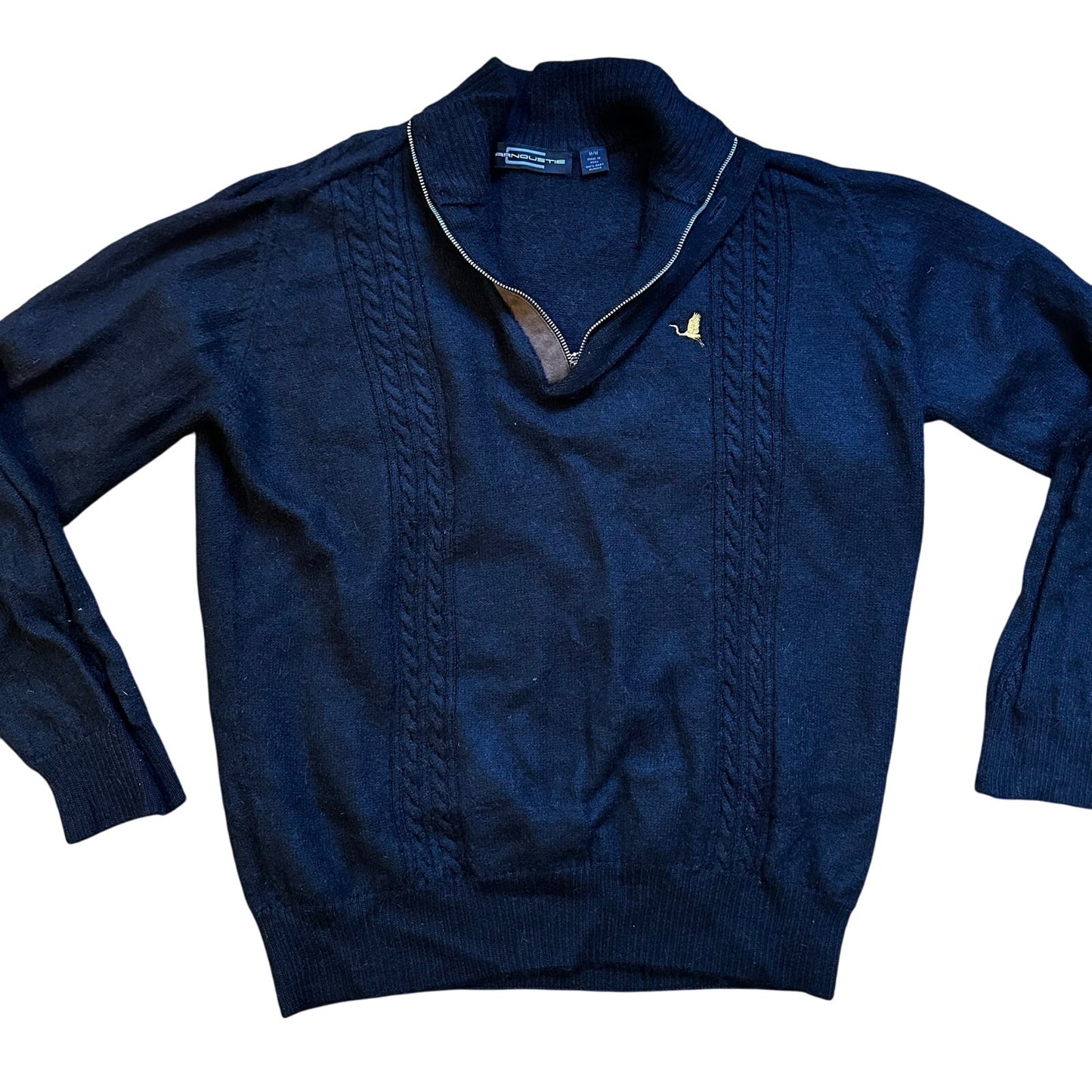 Carnoustie black baby alpaca quarter zip pullover sweater SIZE M