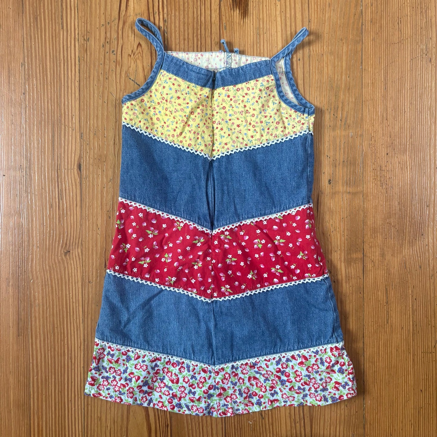 The Children's Place 90s jean floral fabric girls dress SIZE 6