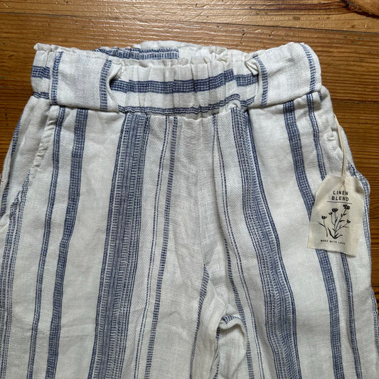 NWT Indigo Rein white blue striped linen blend wide leg pants SIZE XS