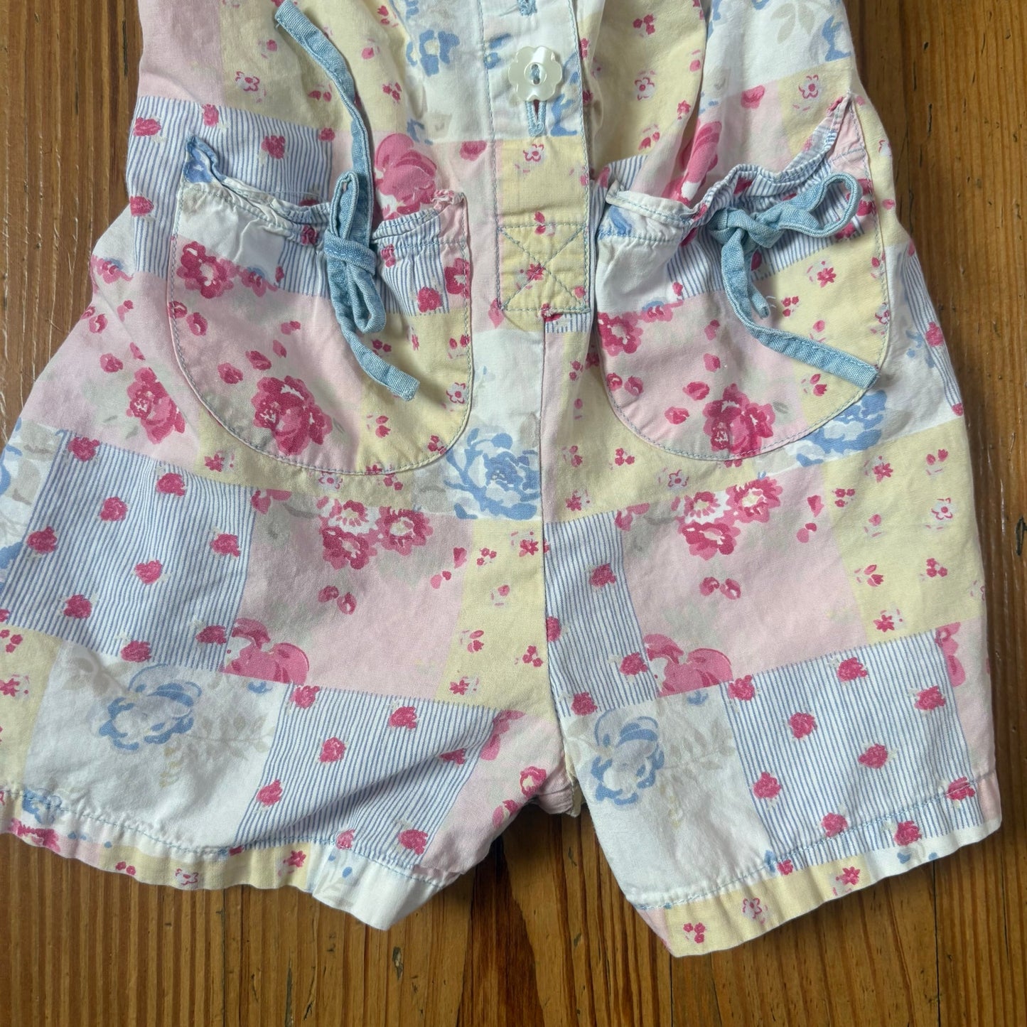 Faded Glory y2k white pastel floral patchwork baby romper SIZE 18M