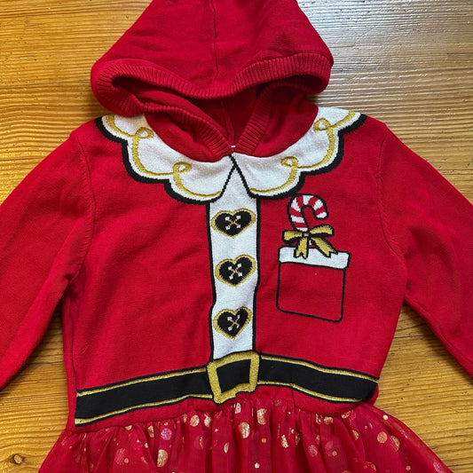Well Worn Holiday Christmas red Santa hooded sweater dress SIZE S