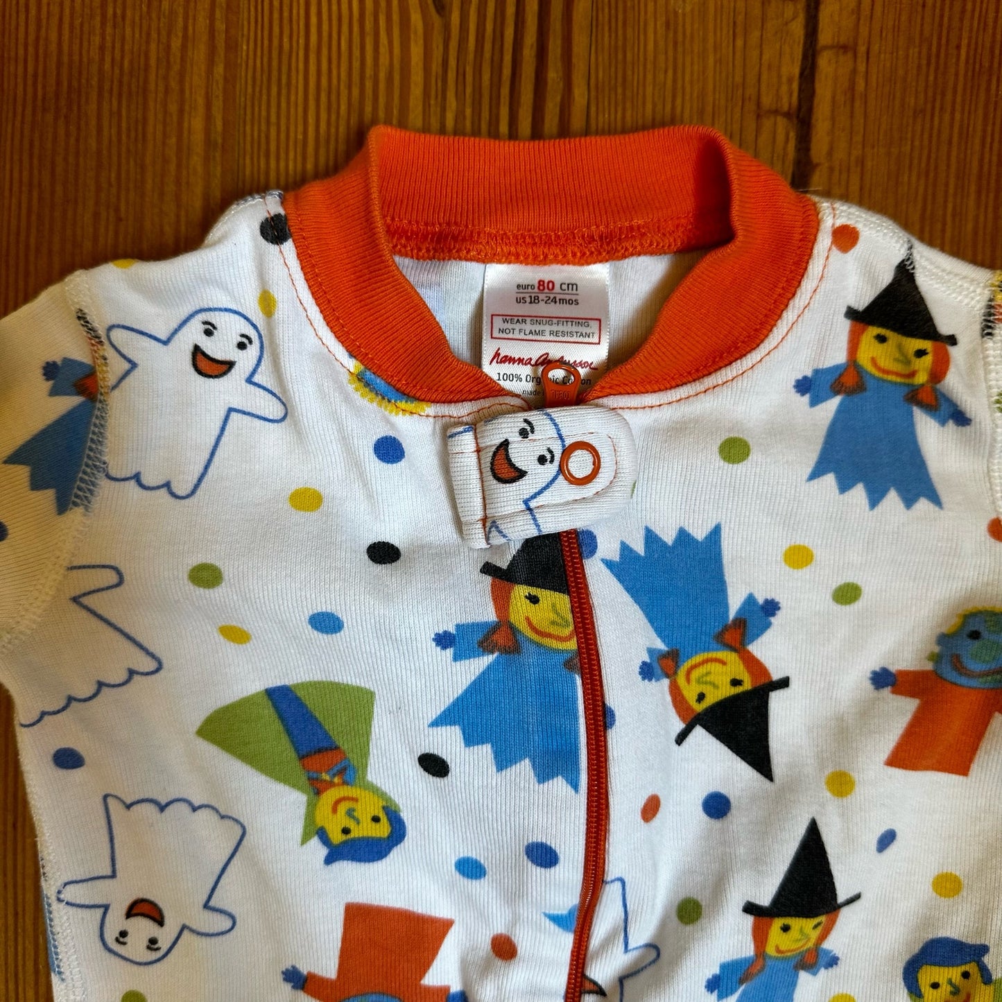 Hanna Andersson white Halloween zipper long sleeve and pant sleeper SIZE 18-24M
