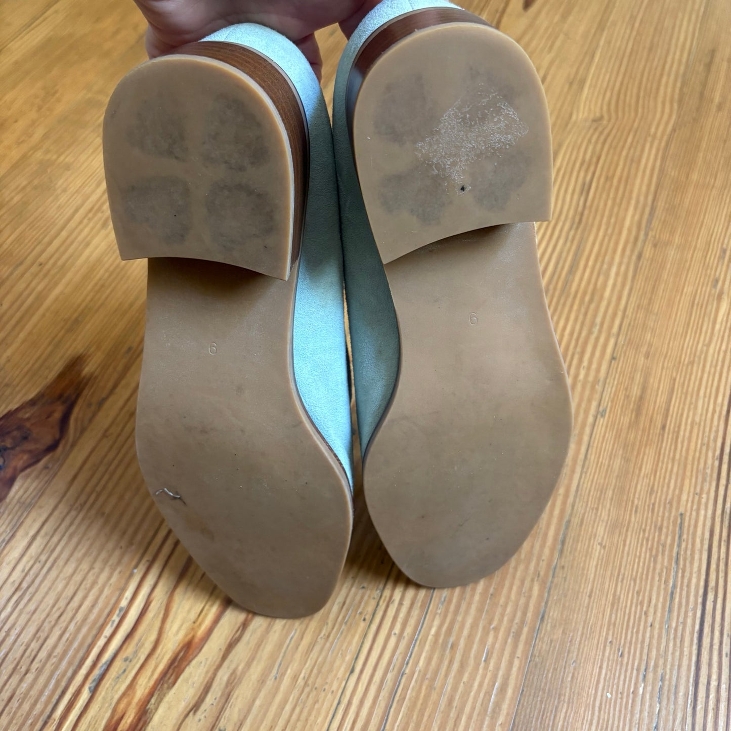 Jeffrey Campbell mint green suede tassel heeled loafers SIZE 9