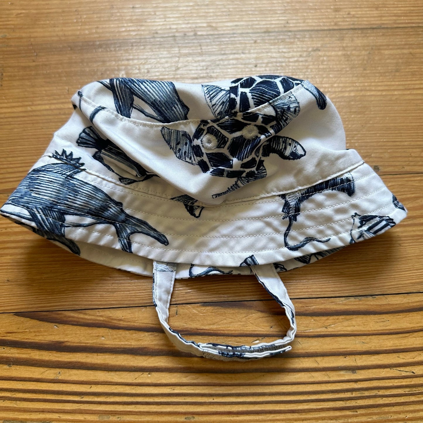 Janie and Jack blue white sea animal bucket hat SIZE 0-6M