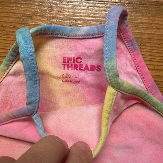 Epic Threads pastel tie dyed tank shorts toddler set SIZE 2T