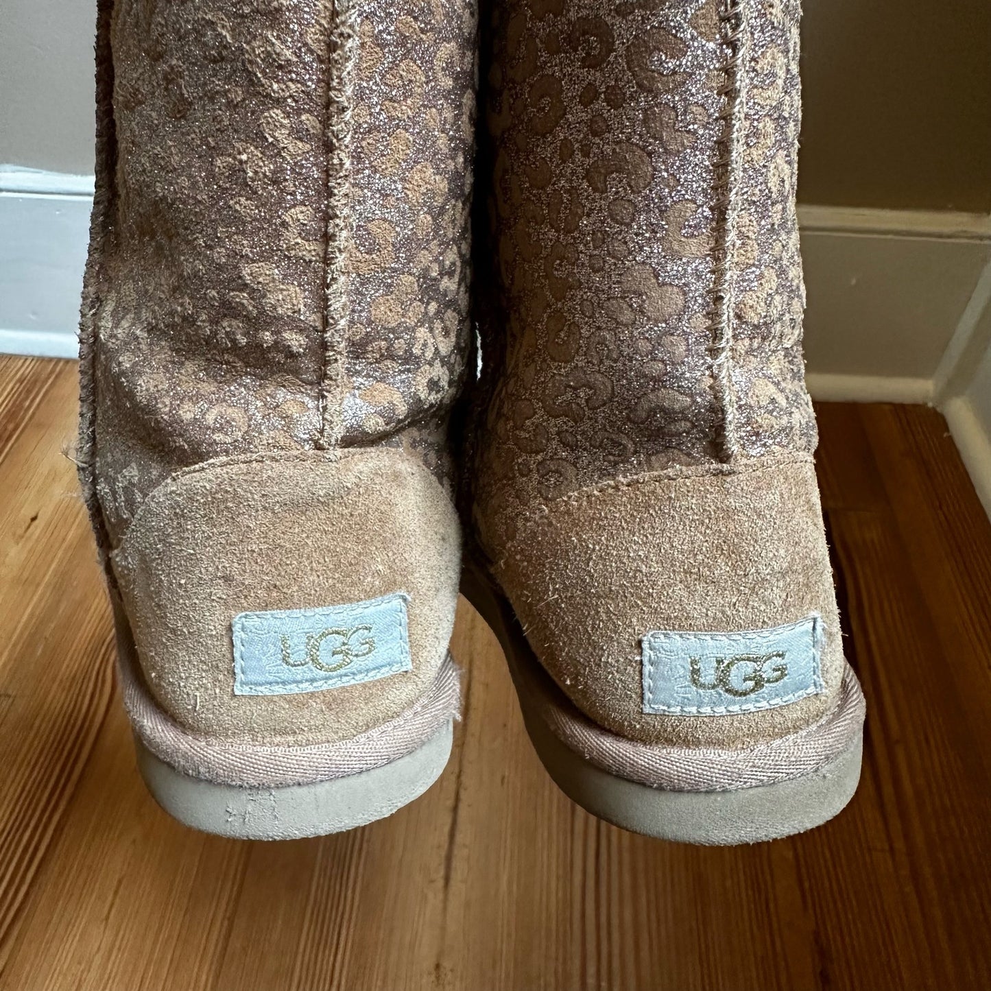 Ugg brown suede cheetah metallic calf boots SIZE 6