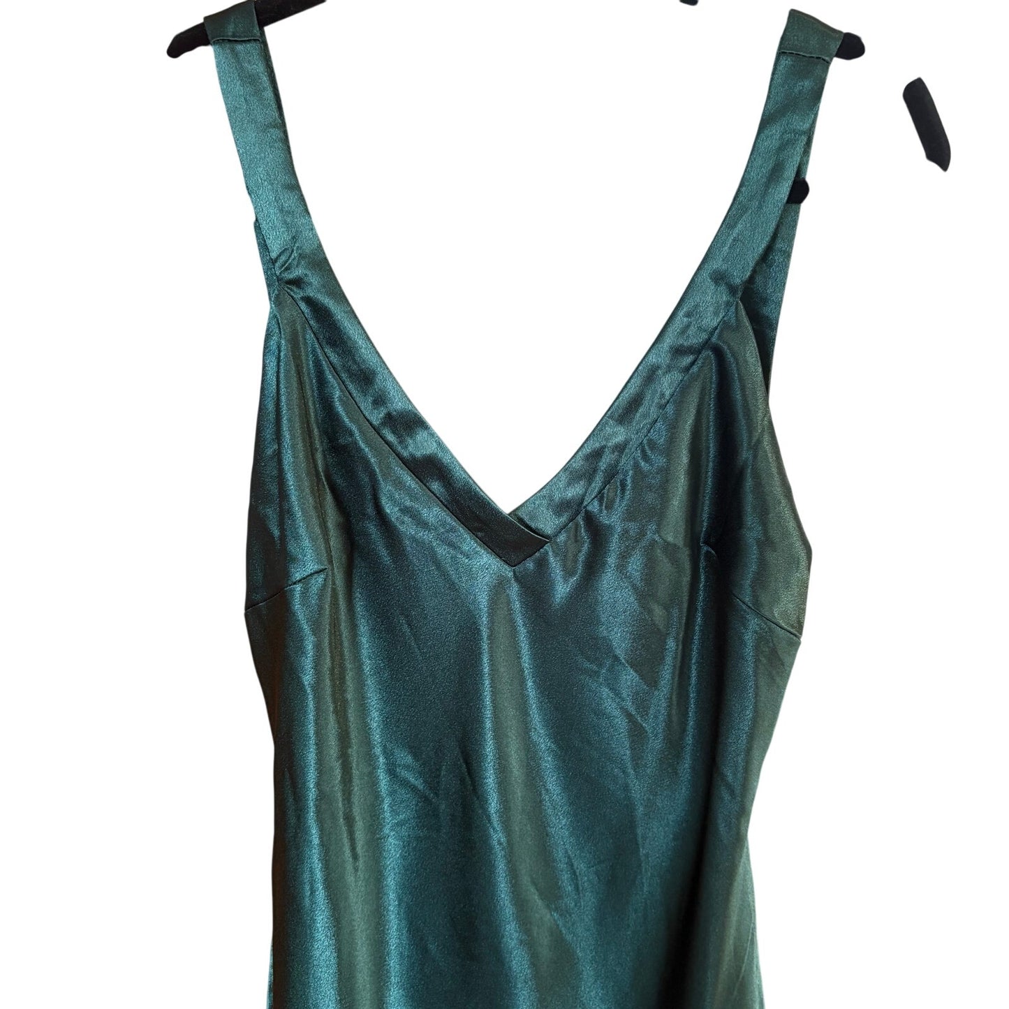 NWT Lulus dark green satin low back long formal gown dress SIZE L