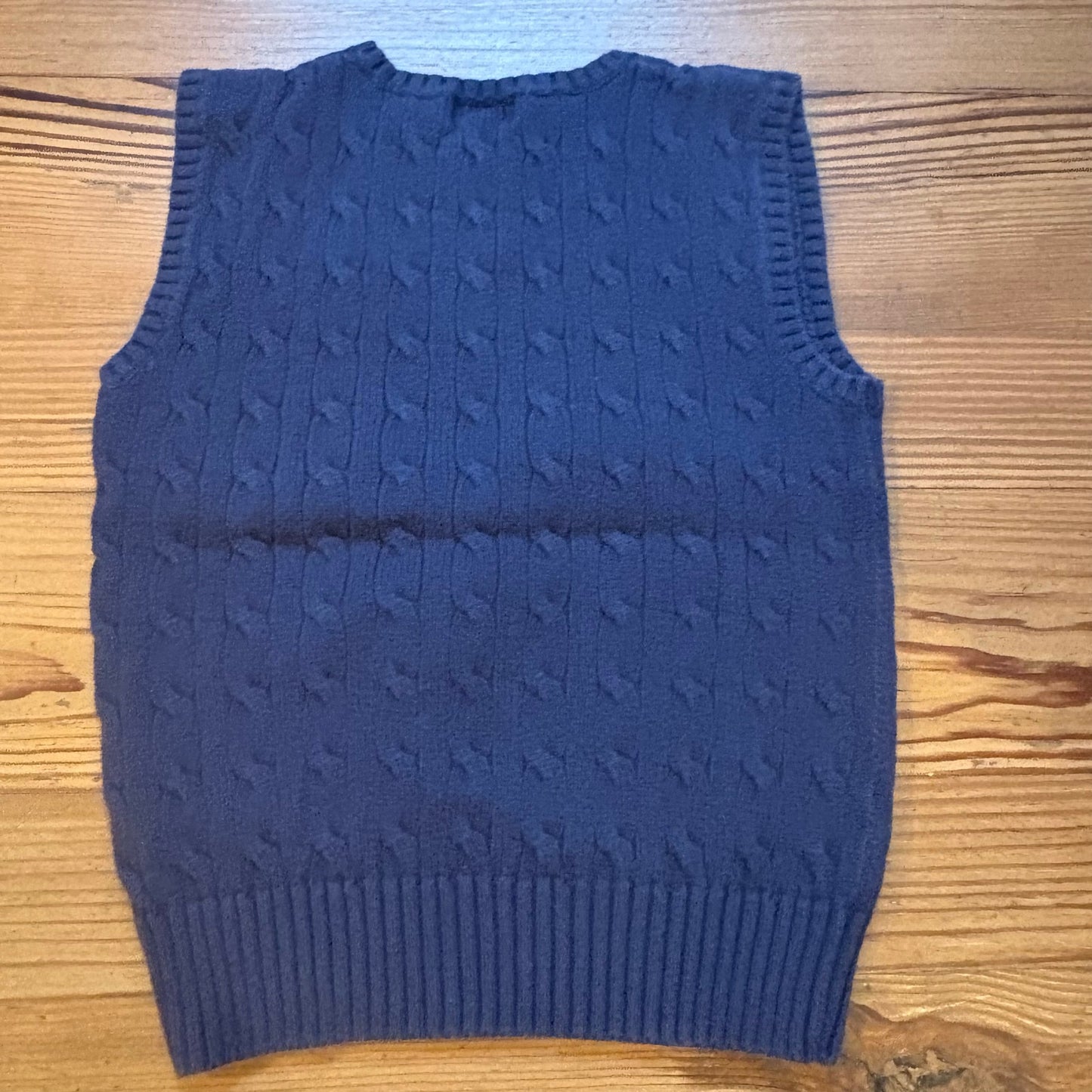 Polo Ralph Lauren navy blue cotton cable knit boys vest SIZE 7