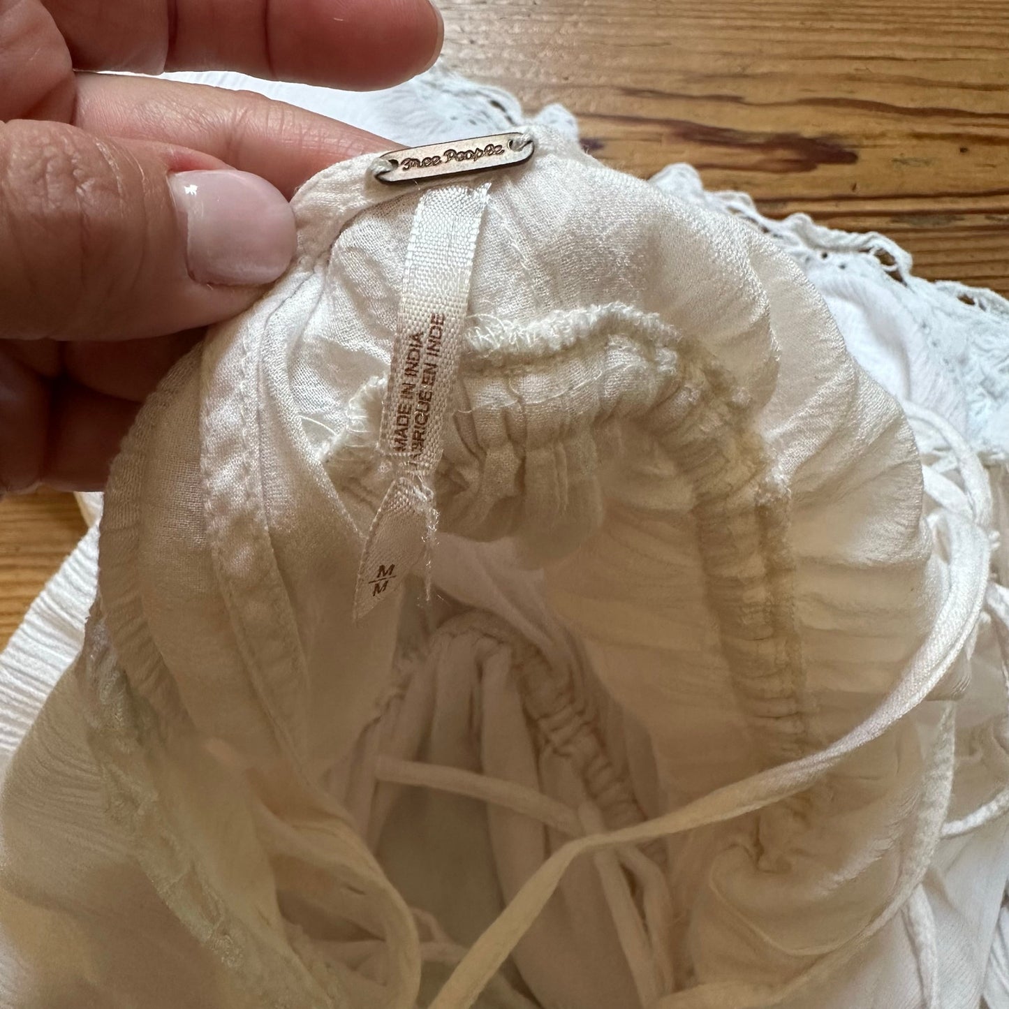 Free People white lace romantic off shoulder eyelet romper SIZE M