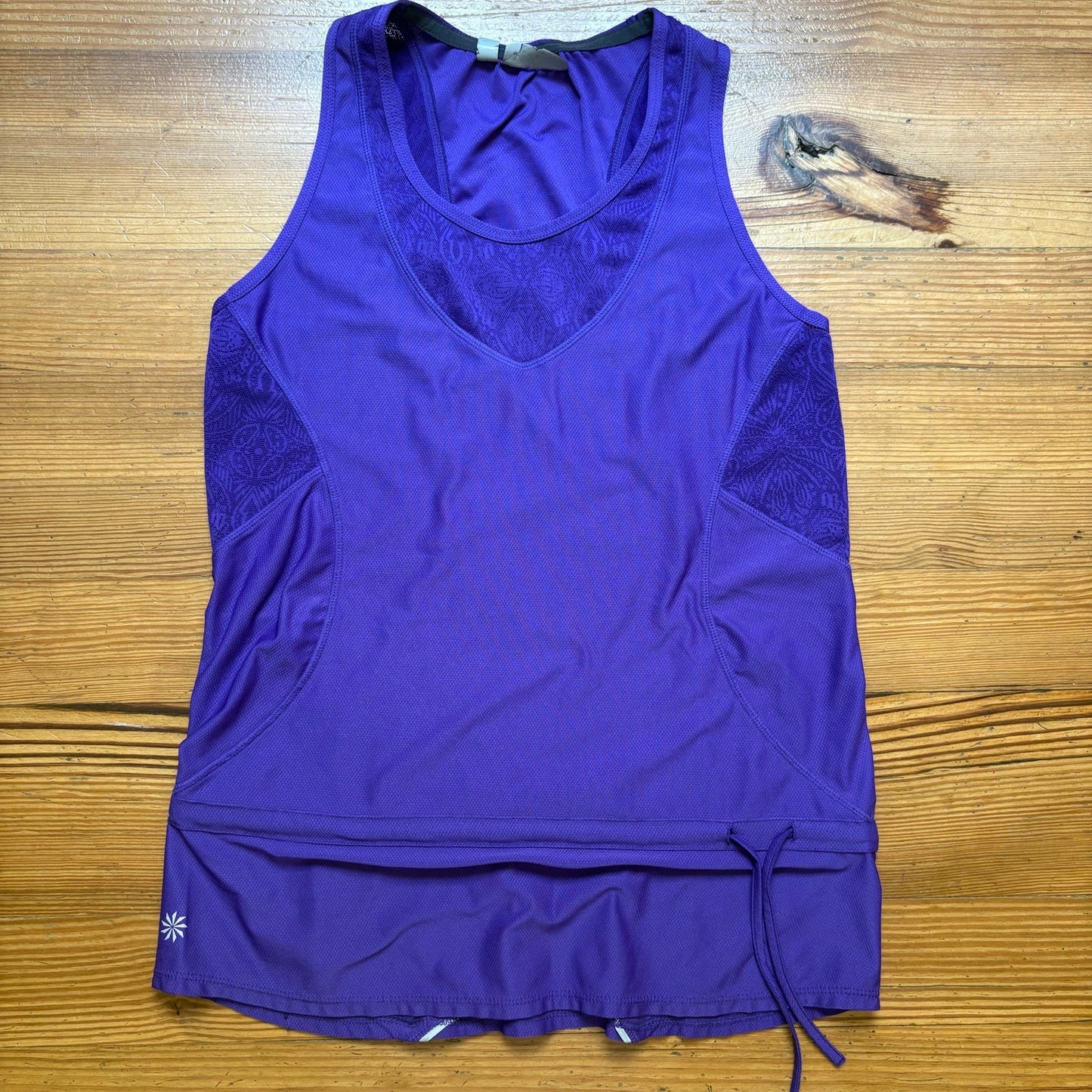 Athleta dark purple lace accents athletic tank top SIZE S
