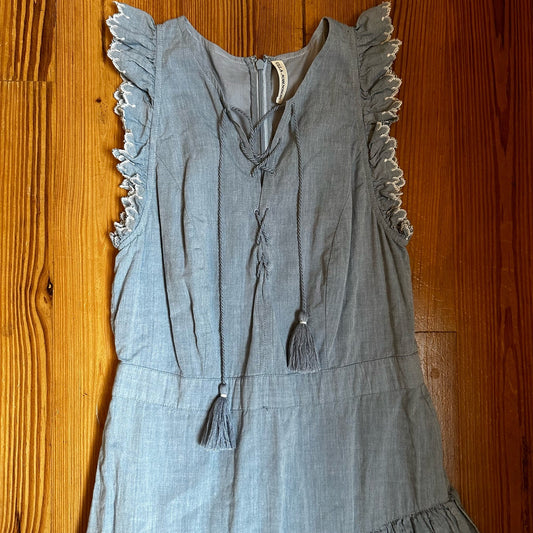 Ulla Johnson Rosalind light blue ruffle tiered tank midi dress SIZE 0
