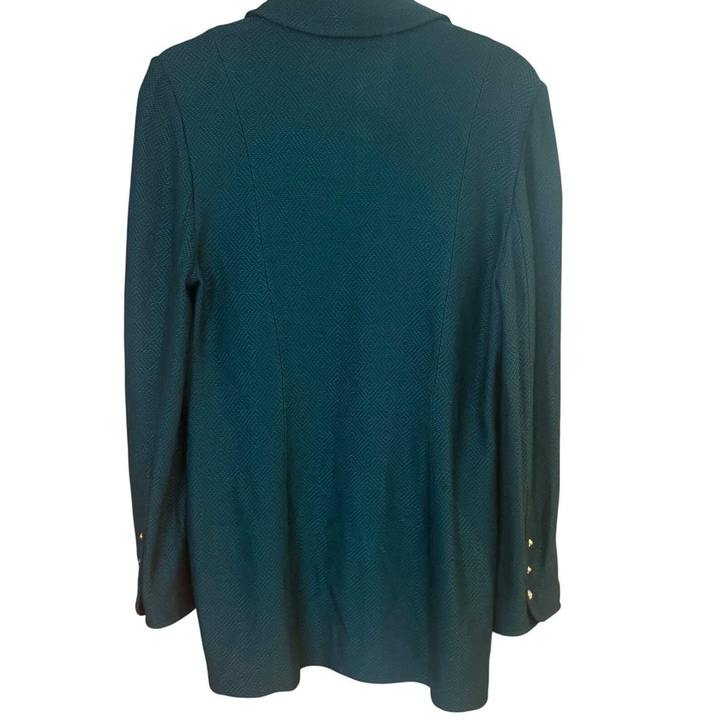 St. John dark emerald knit green gold toned buttons womens blazer SIZE 8