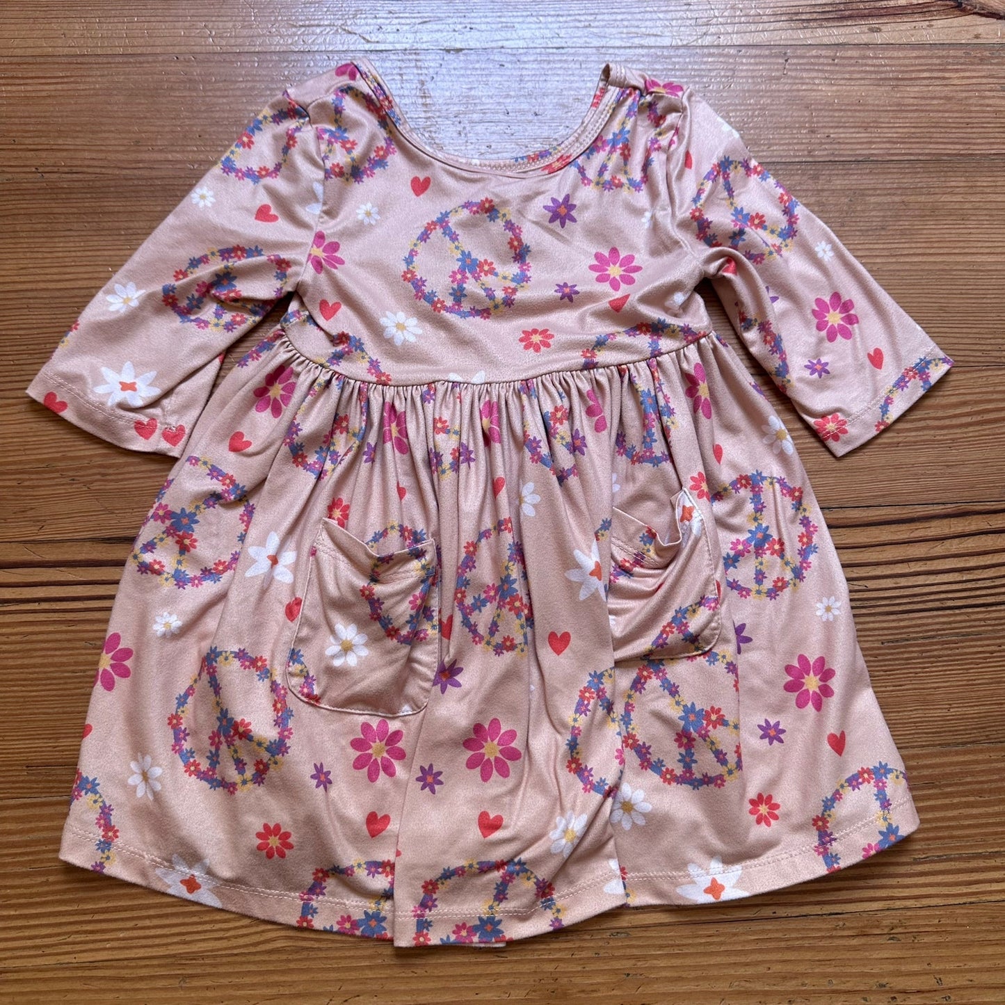 Mila & Rose beige floral peace long sleeve dress SIZE 3T
