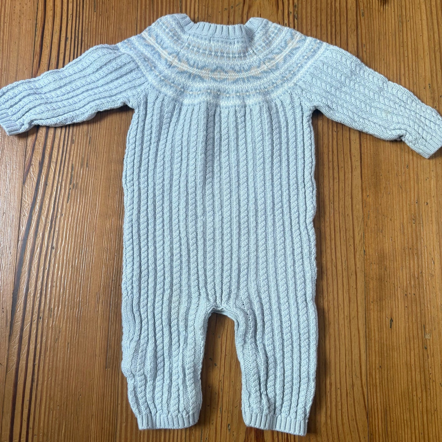 Tahari light blue cable knit long sleeve bodysuit SIZE 6-9M