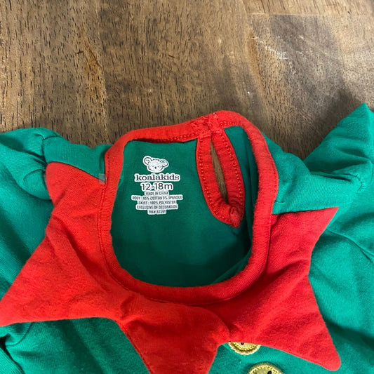 Koala Kids elf Santa Christmas green reed tutu long sleeve dress SIZE 12-18M
