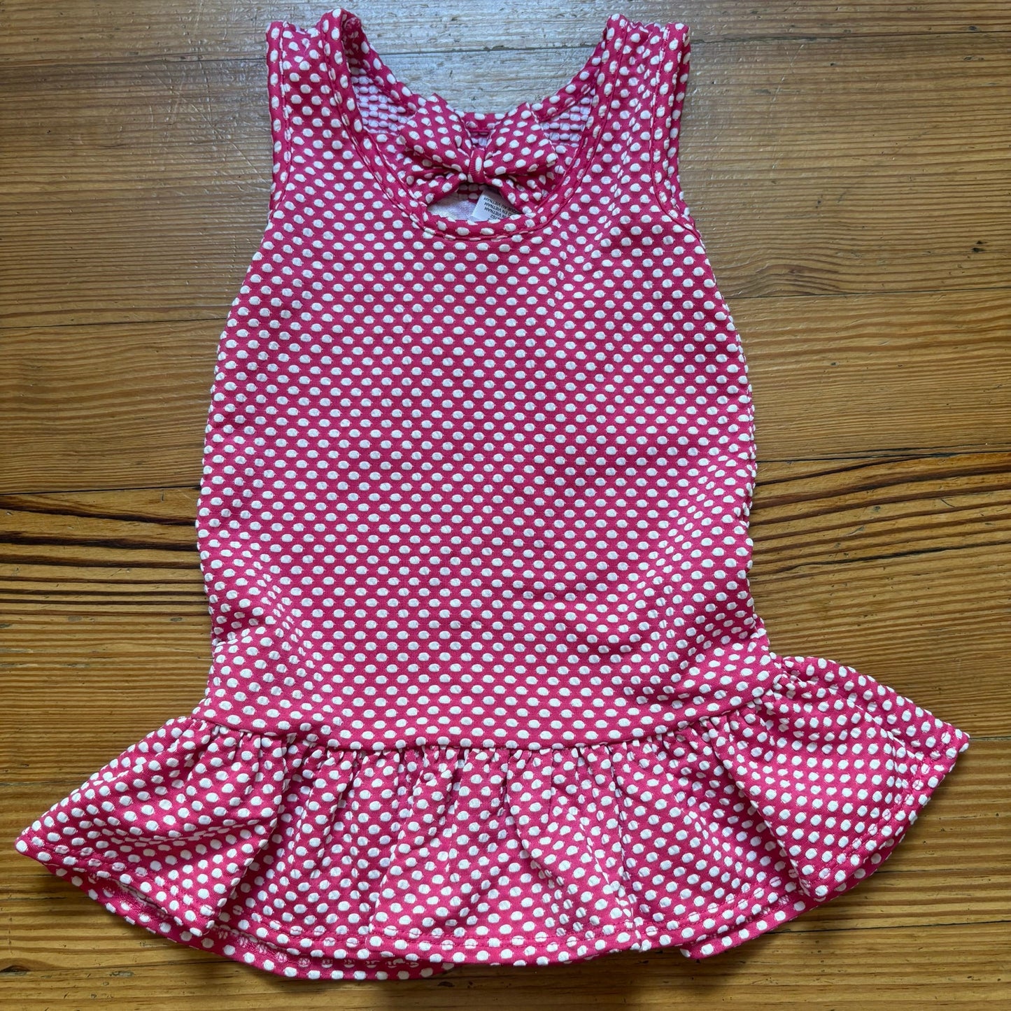 Youngland Baby pink white polka dot flip flop sleeveless toddler dress SIZE 24M