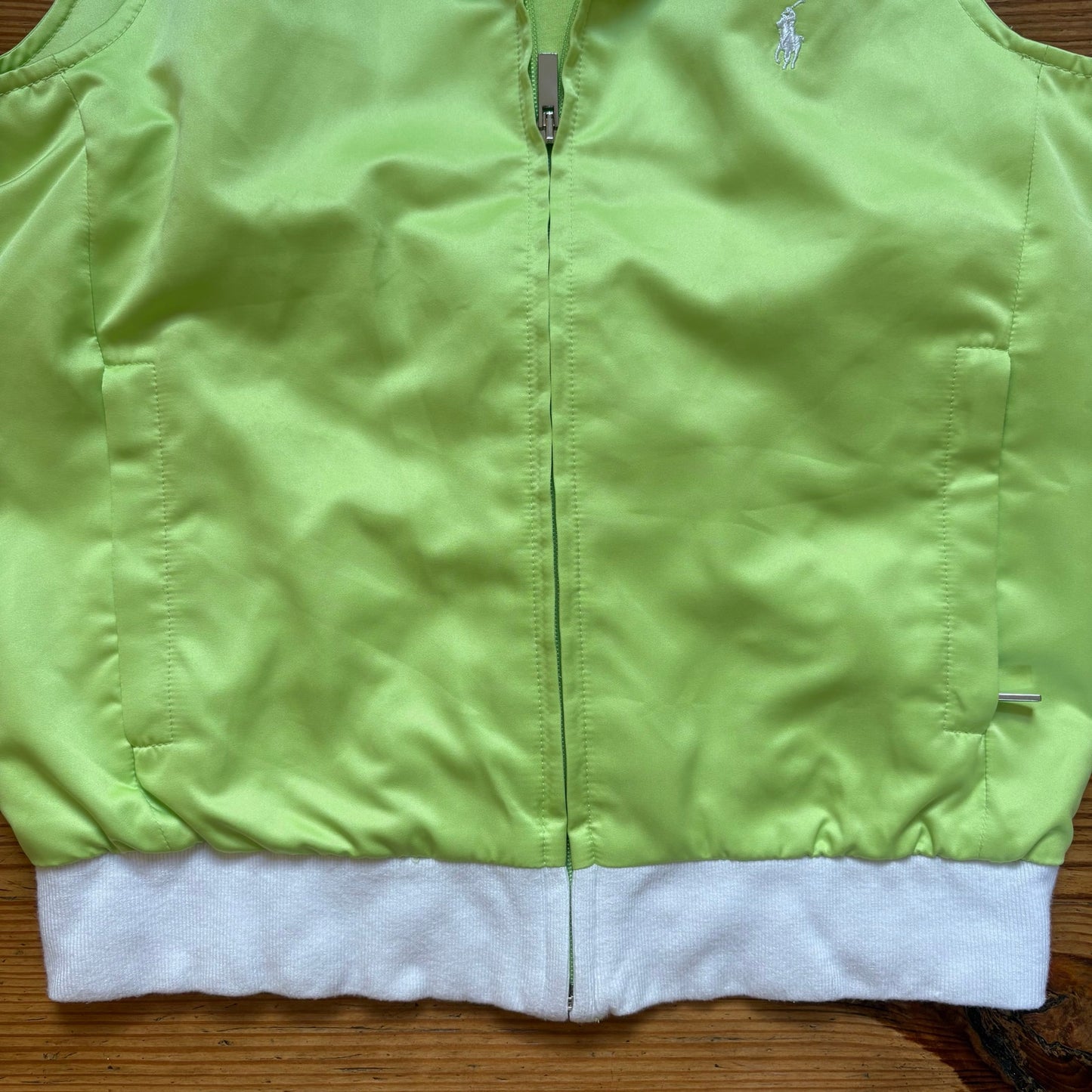 Ralph Lauren Golf lime green white pony accent full zip polyester vest SIZE S
