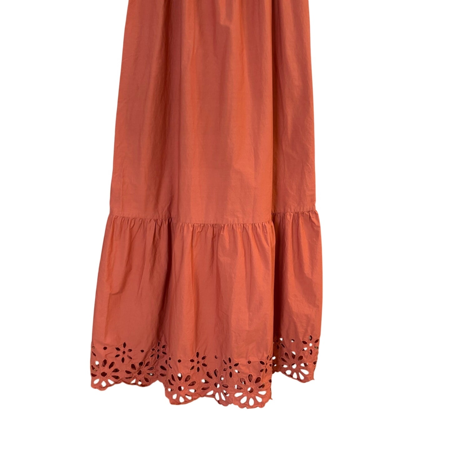 A New Day burnt orange eyelet cap sleeve long tiered maxi dress SIZE S