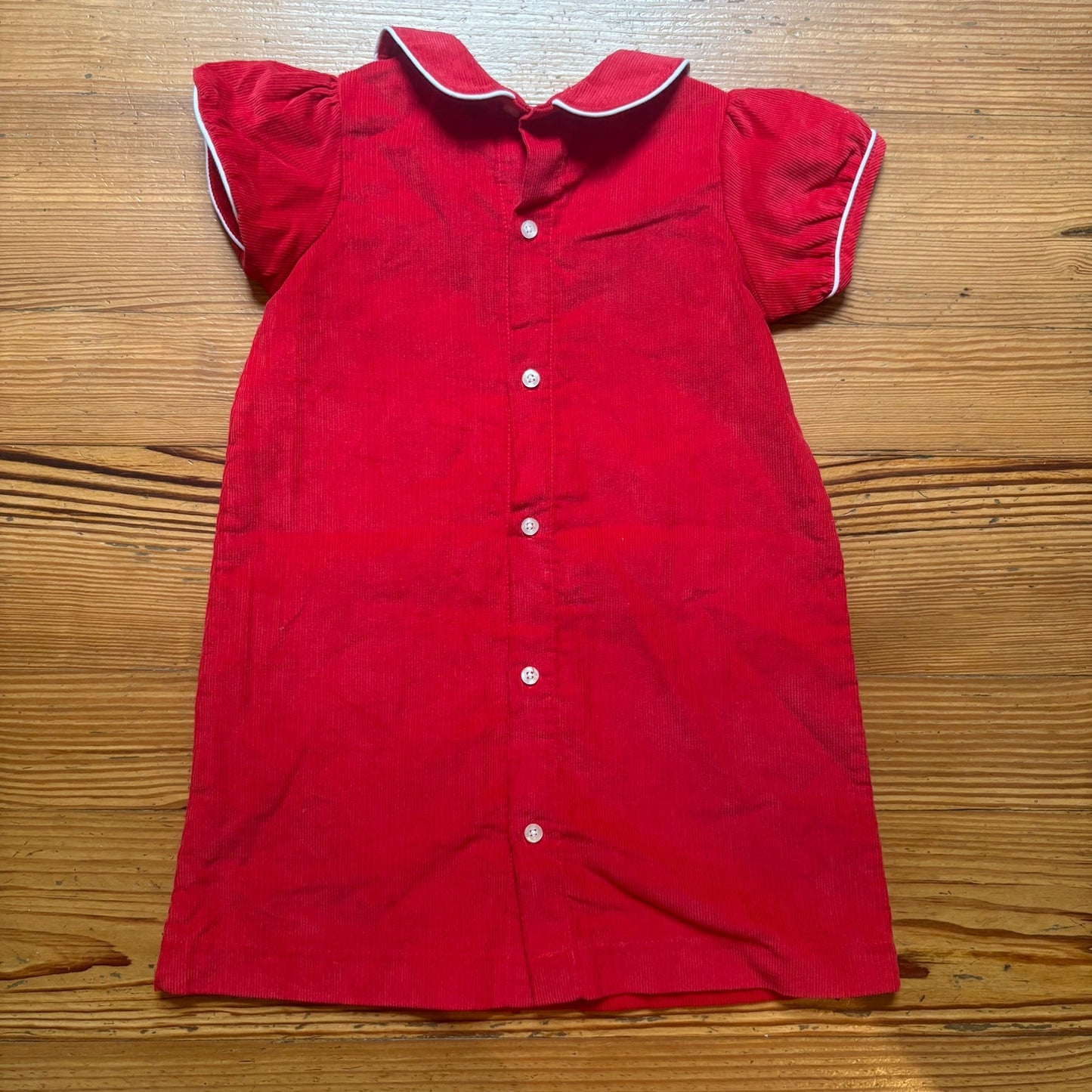Mud Pie red corduroy short sleeve collar girls dress SIZE 4T