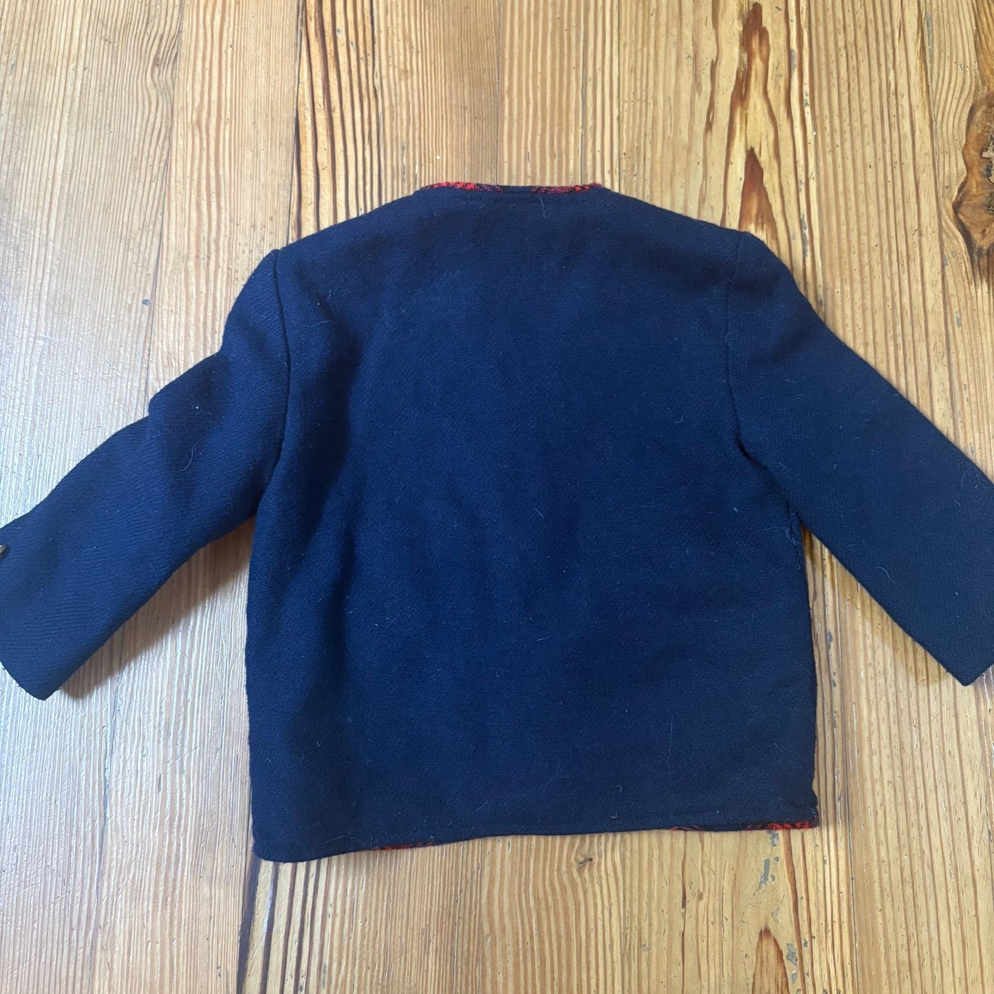 Jack Tar 90s wool blue jacket red check overall shorts boys set SIZE 2T