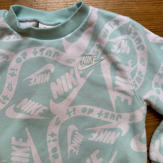 Nike light blue white graphic crew sweatshirt SIZE 4