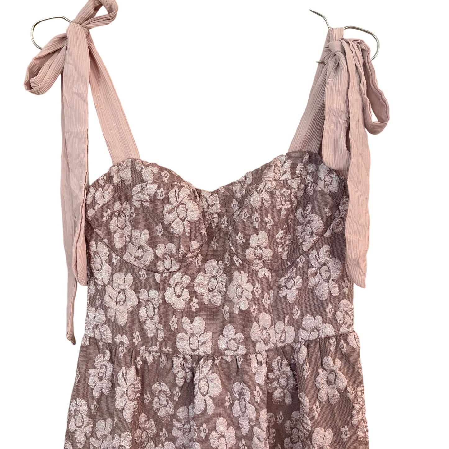 NWT Lulus Bubbly Bliss pink bustier tie strap floral midi dress SIZE S