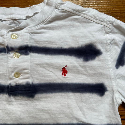 Polo Ralph Lauren white blue dye striped short sleeve shirt SIZE 10